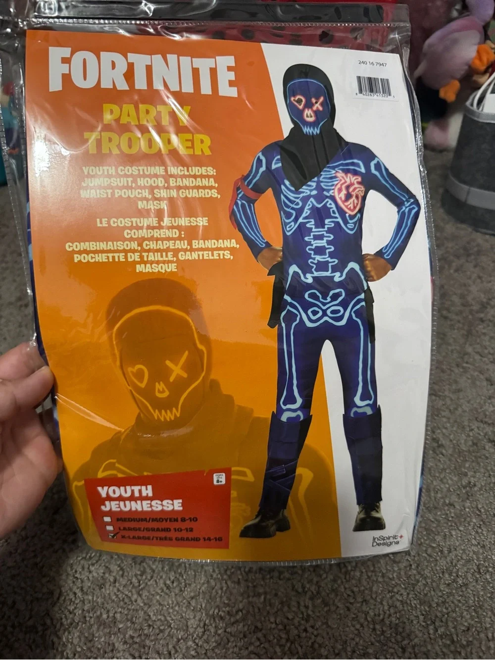Fortnite Party Trooper Youth Costume Size XLarge 14-16 Halloween Cosplay